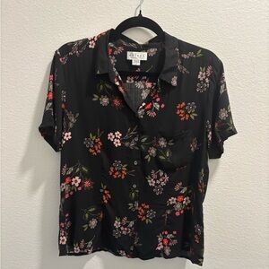 Black Floral collared shirt by Velvet by Graham + Spencer, women’s size M